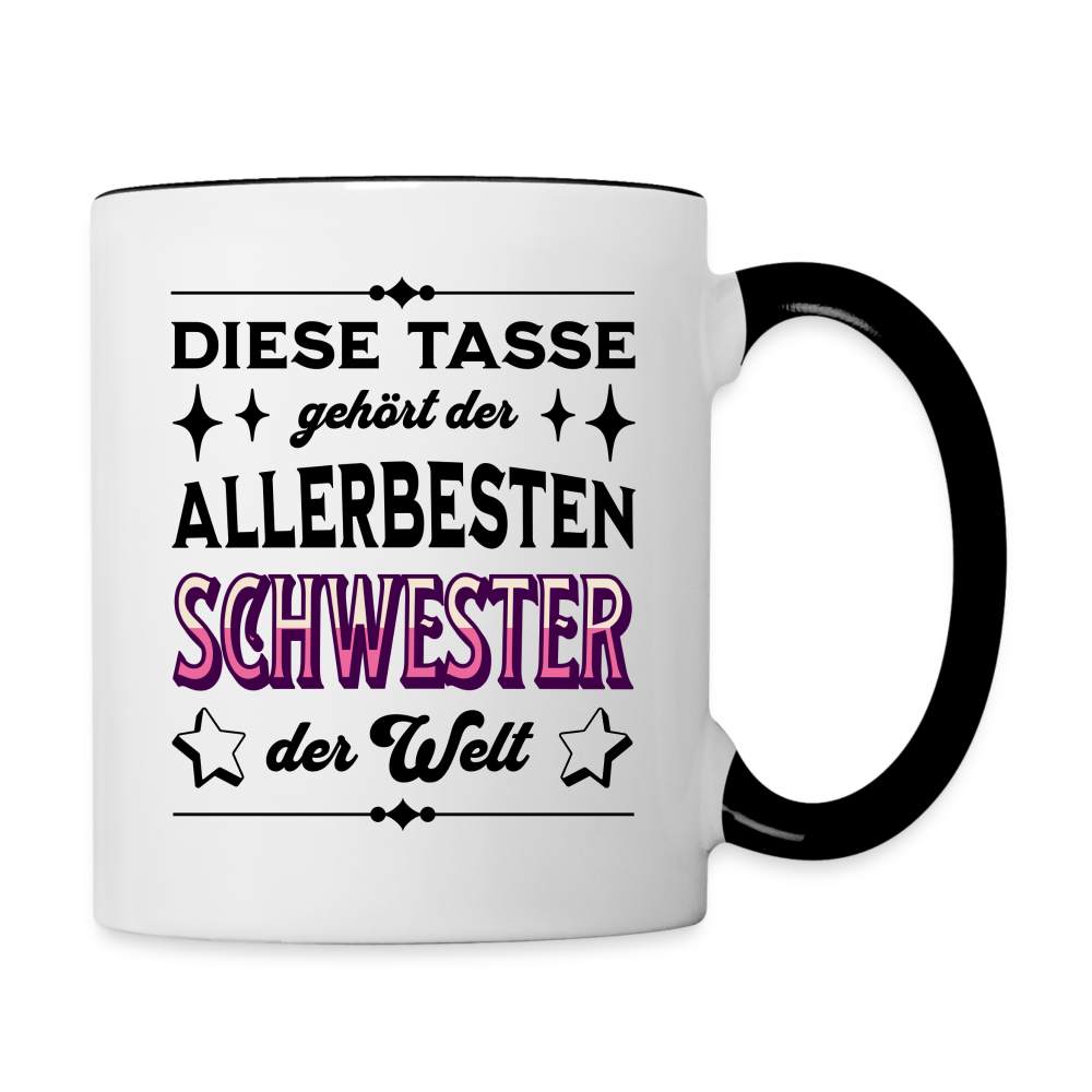 Tasse "Diese Tasse gehört der allerbesten Schwester der Welt" - Weiß/Schwarz