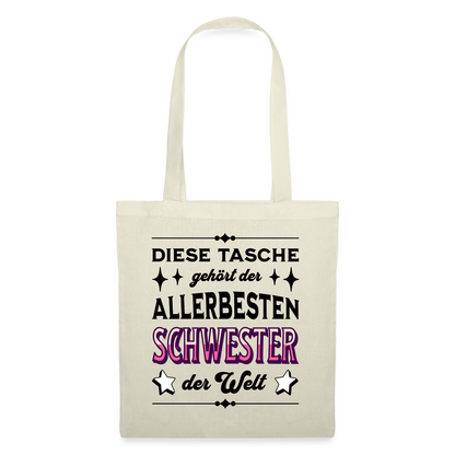 Stoffbeutel "Diese Tasche gehört der allerbesten Schwester der Welt" - Natur