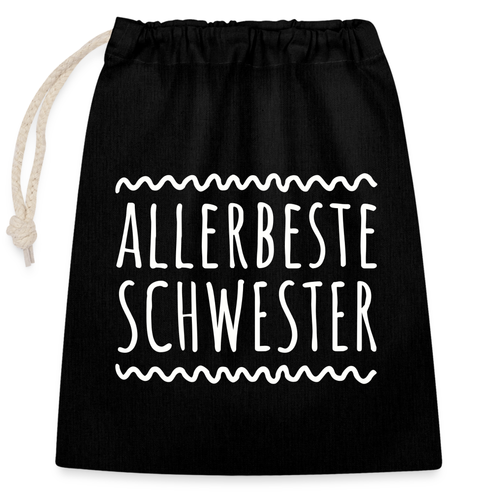 Verschließbarer Geschenkbeutel "Allerbeste Schwester" (25x30cm) - Schwarz