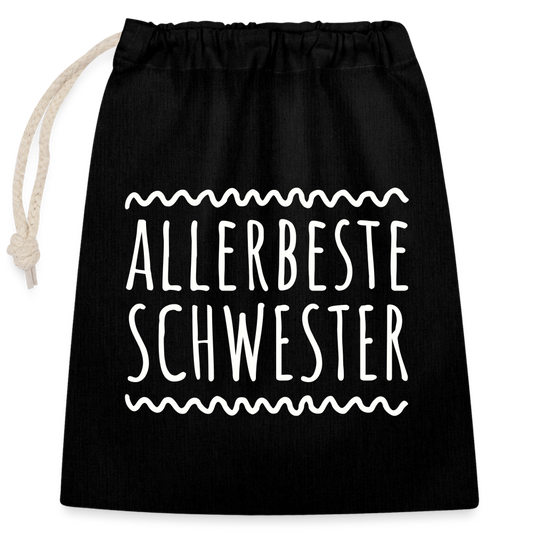 Verschließbarer Geschenkbeutel "Allerbeste Schwester" (25x30cm) - Schwarz