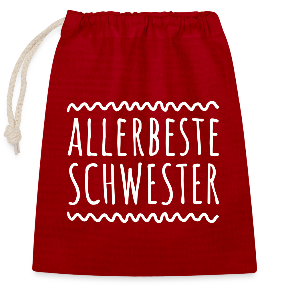 Verschließbarer Geschenkbeutel "Allerbeste Schwester" (25x30cm) - Rot