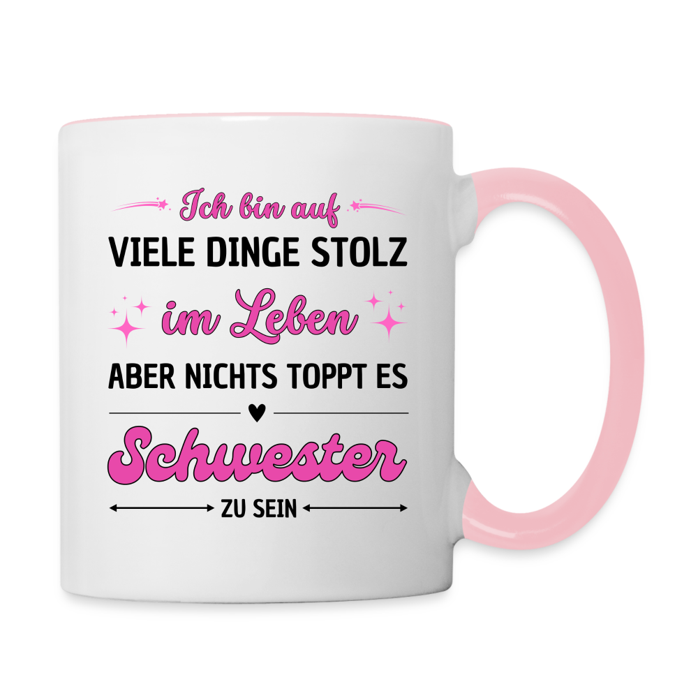 Tasse "Nichts toppt es Schwester zu sein" - Weiß/Pink