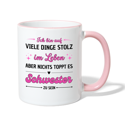 Tasse "Nichts toppt es Schwester zu sein" - Weiß/Pink