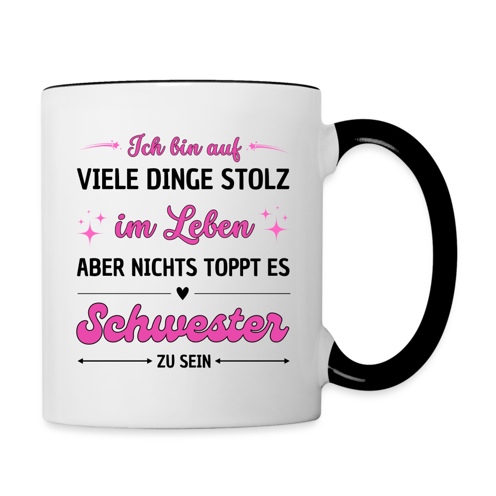 Tasse "Nichts toppt es Schwester zu sein" - Weiß/Schwarz