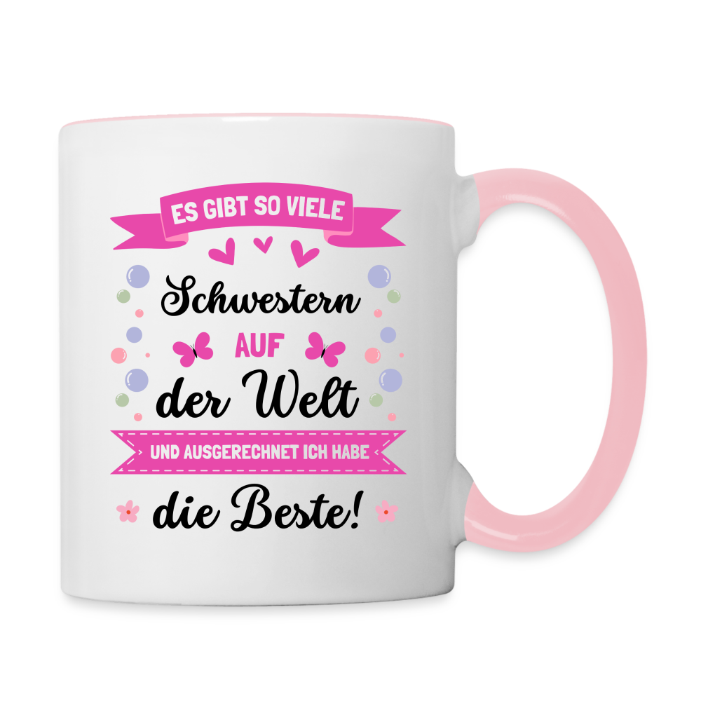 Tasse "Es gibt so viele Schwestern auf der Welt..." - Weiß/Pink