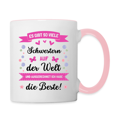 Tasse "Es gibt so viele Schwestern auf der Welt..." - Weiß/Pink
