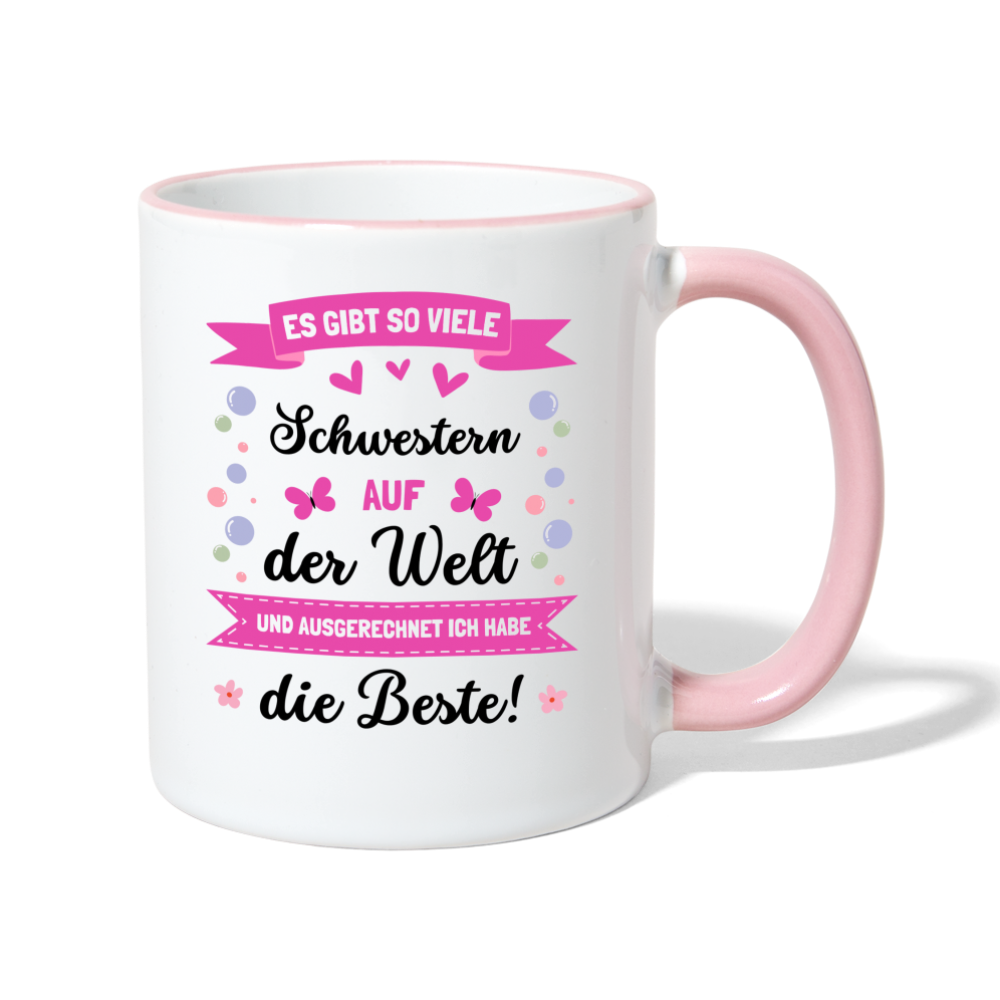 Tasse "Es gibt so viele Schwestern auf der Welt..." - Weiß/Pink