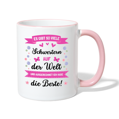 Tasse "Es gibt so viele Schwestern auf der Welt..." - Weiß/Pink