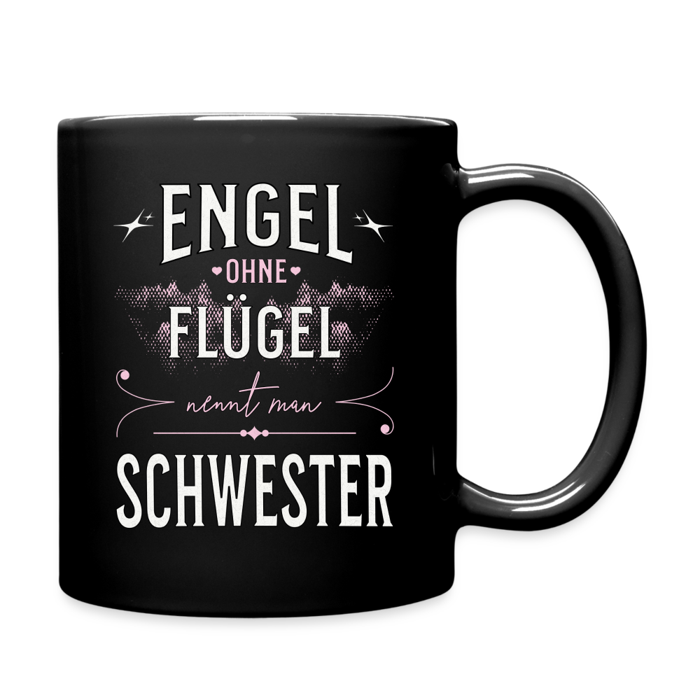 Tasse "Engel ohne Flügel nennt man Schwester" - Schwarz