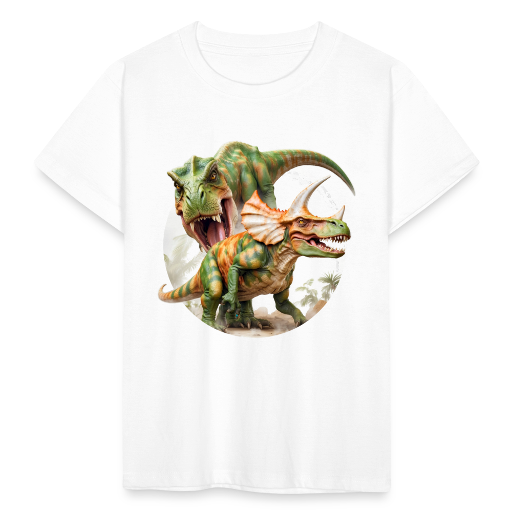 Kinder T-Shirt "2 realistische Dinosaurier" - weiß