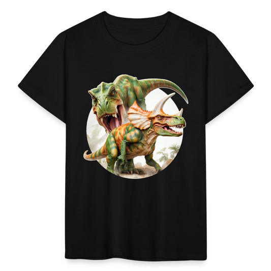 Kinder T-Shirt "2 realistische Dinosaurier" - Schwarz