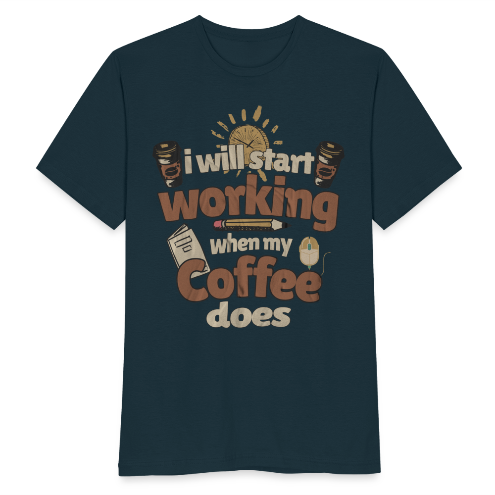 Männer T-Shirt "I will start working when my coffee does" - Navy