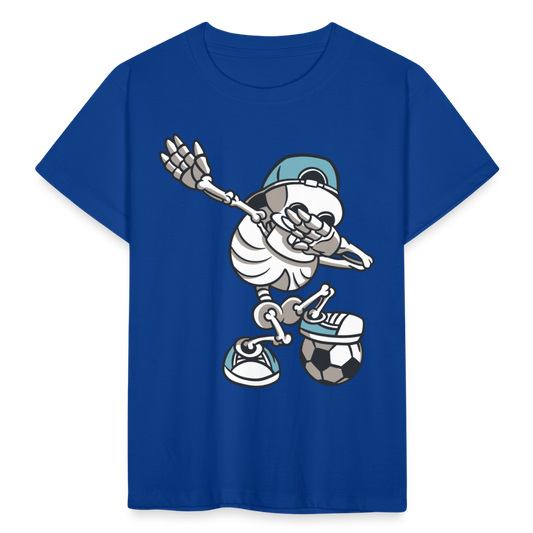 Kinder T-Shirt "Cooles Skelett mit Fußball" - Royalblau