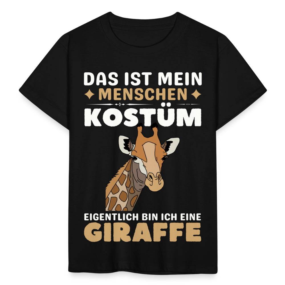 Kinder T-Shirt "Das ist mein Menschen Kostüm, eigentlich bin ich eine Giraffe" - Schwarz