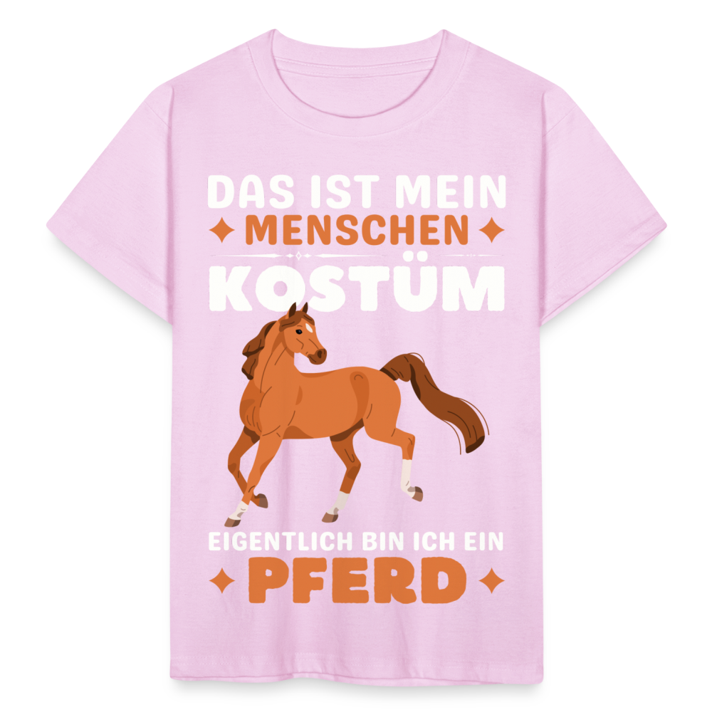 Kinder T-Shirt "Das ist mein Menschen Kostüm, eigentlich bin ich ein Pferd" - Hellrosa