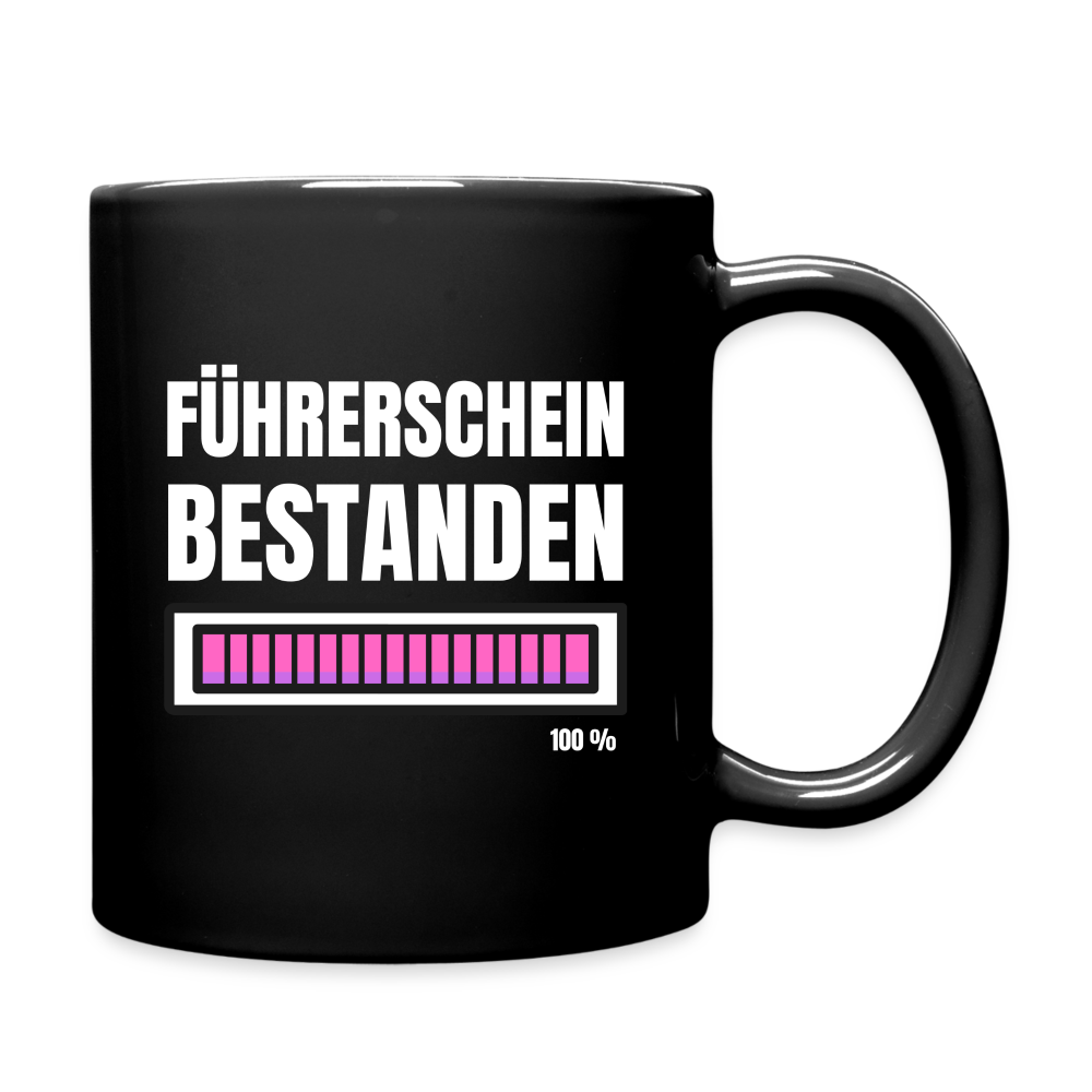 Tasse "Führerschein bestanden 100%" - Schwarz