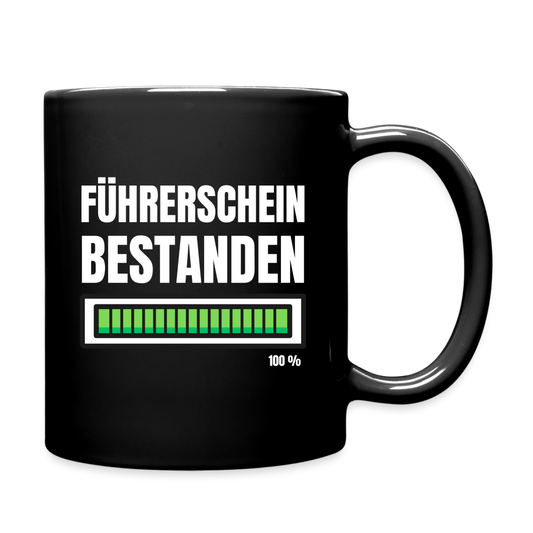 Tasse "Führerschein bestanden 100%" - Schwarz