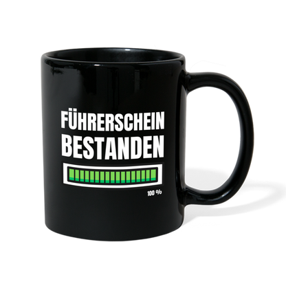 Tasse "Führerschein bestanden 100%" - Schwarz