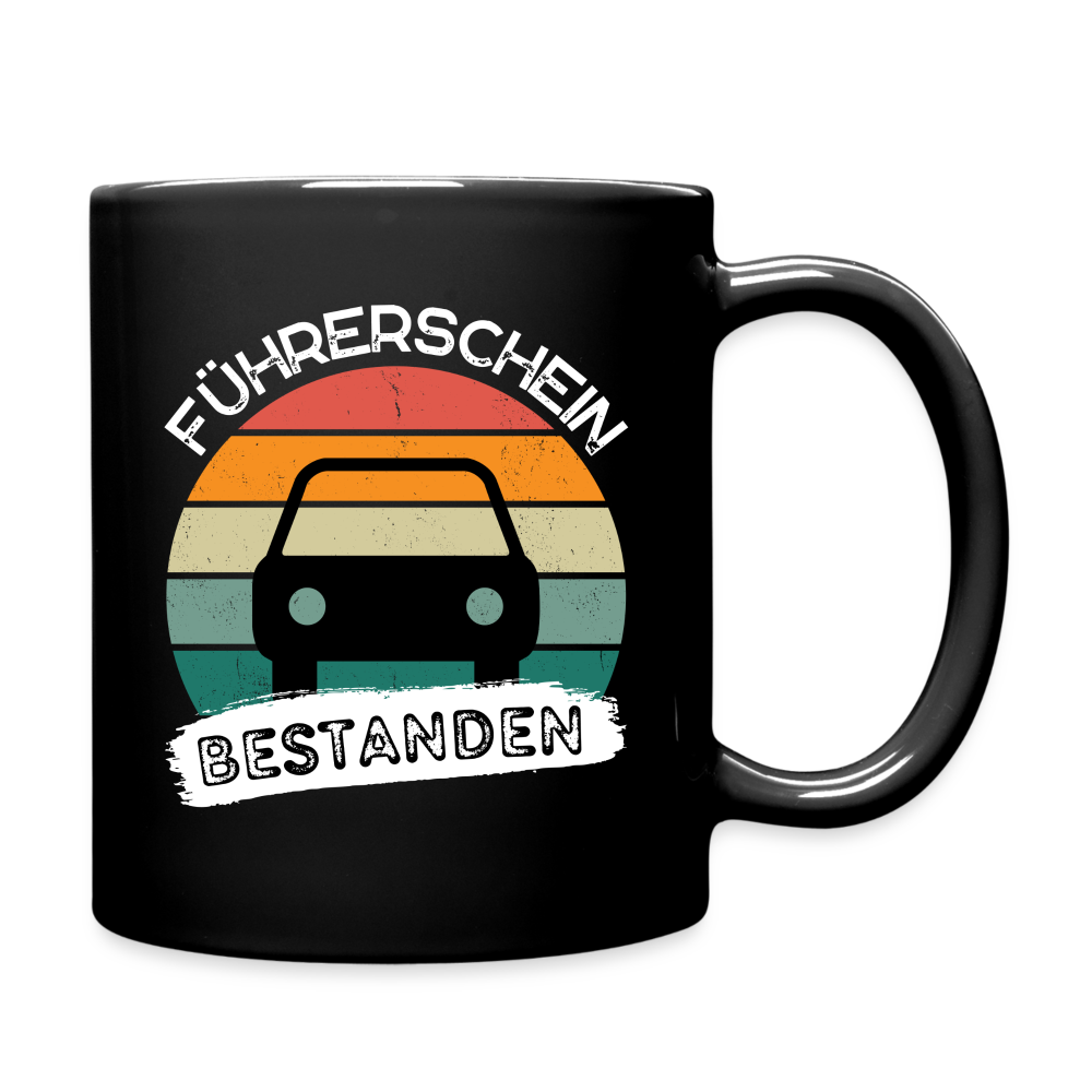 Tasse "Führerschein bestanden" (Sonnenuntergang) - Schwarz