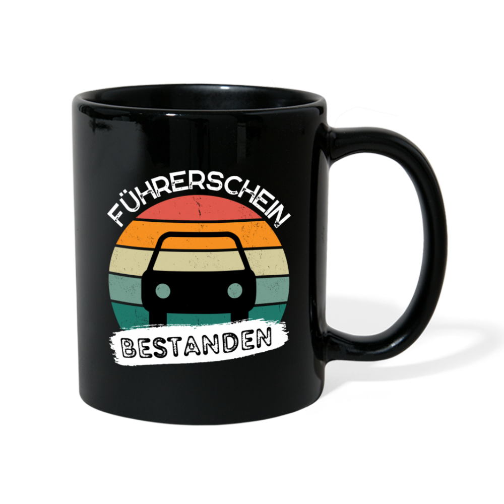 Tasse "Führerschein bestanden" (Sonnenuntergang) - Schwarz