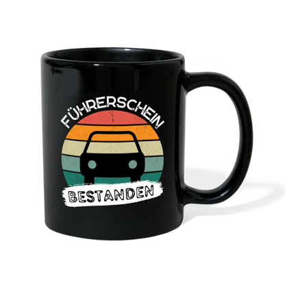 Tasse "Führerschein bestanden" (Sonnenuntergang) - Schwarz