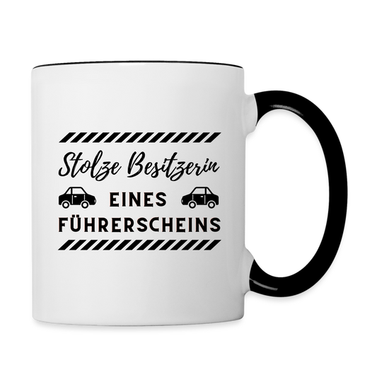 Tasse "Stolze Besitzerin eines Führerscheins" - Weiß/Schwarz