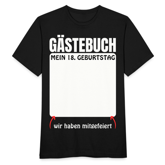 Männer T-Shirt 18. Geburtstag "Gästebuch" - Schwarz