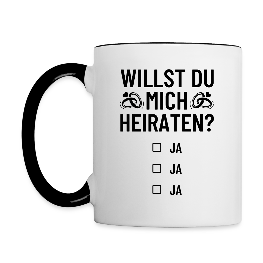 Tasse "Willst du mich heiraten?" (Ja, ja, ja) - Weiß/Schwarz