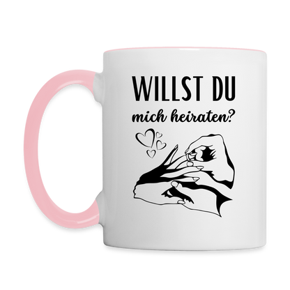 Tasse "Willst du mich heiraten?" (Ring an den Finger) - Weiß/Pink