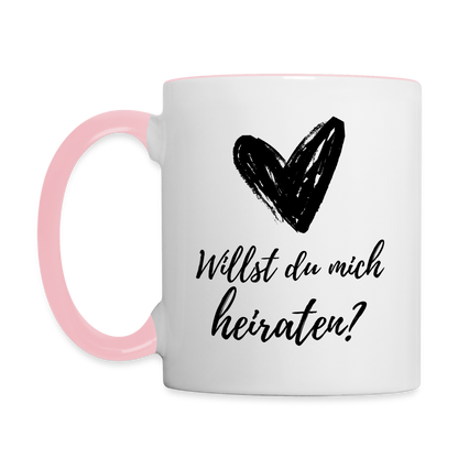 Tasse "Willst du mich heiraten?" (Herz) - Weiß/Pink