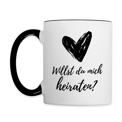 Tasse "Willst du mich heiraten?" (Herz) - Weiß/Schwarz