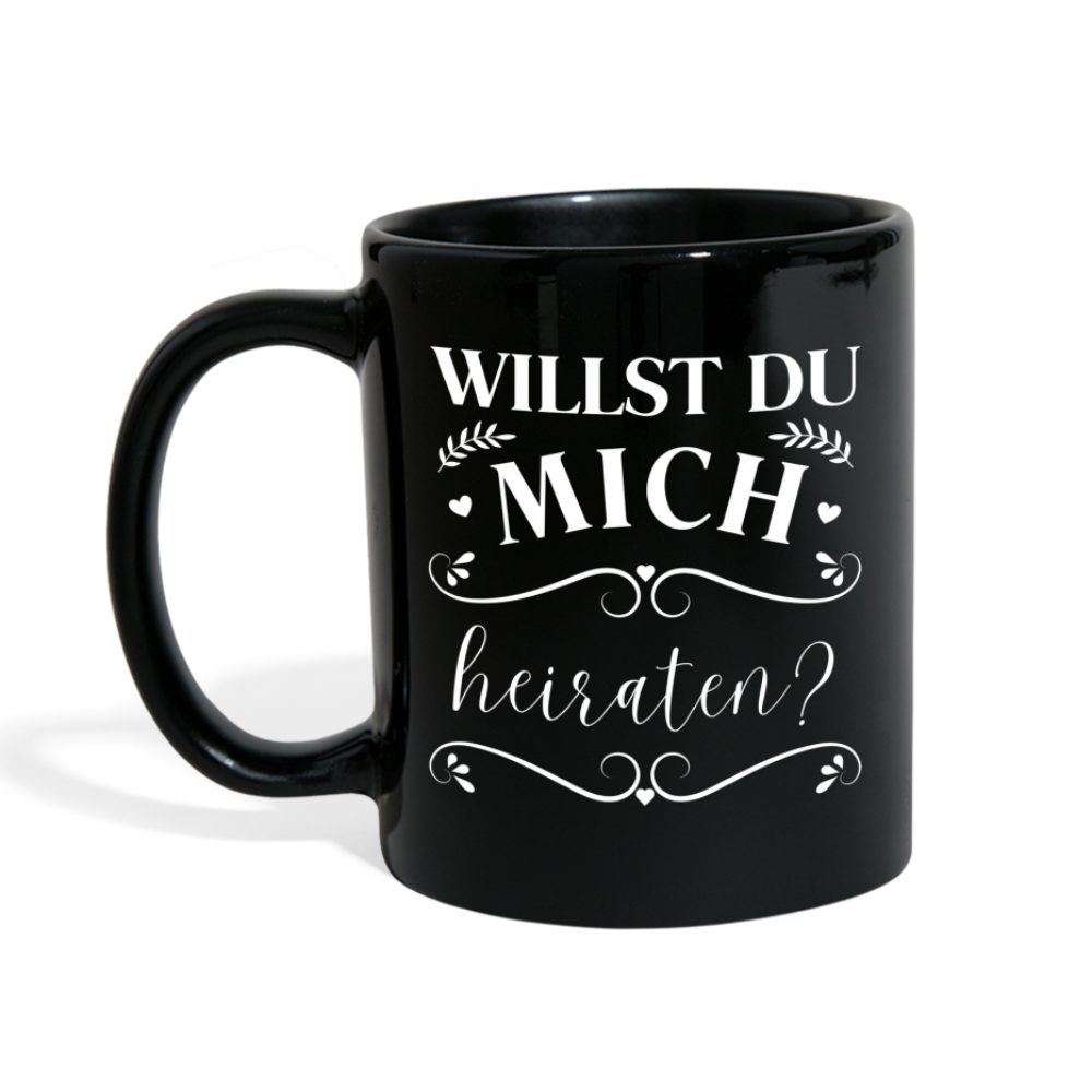 Tasse "Willst du mich heiraten?" (Schönes Motiv) - Schwarz