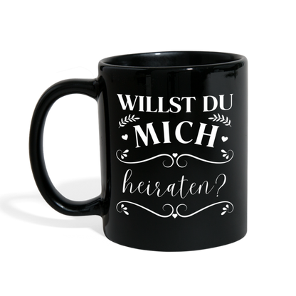 Tasse "Willst du mich heiraten?" (Schönes Motiv) - Schwarz