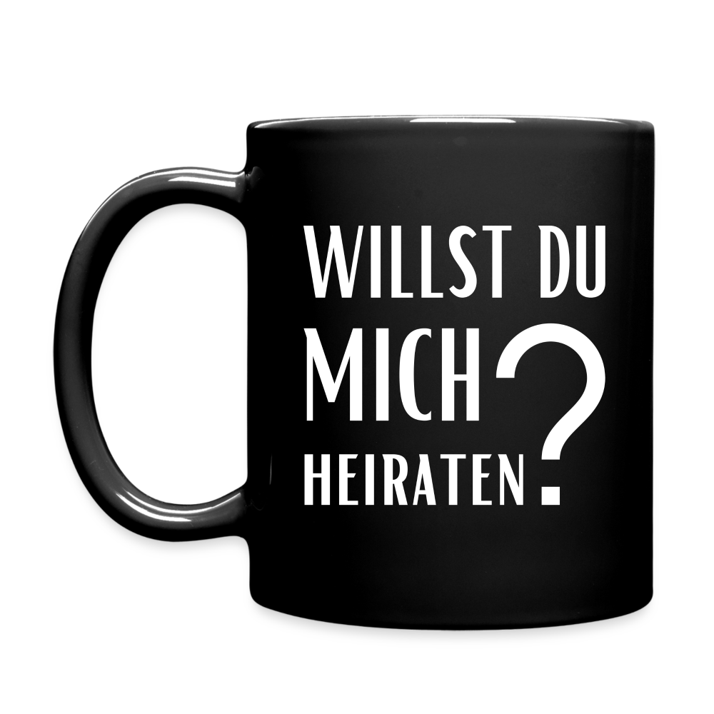 Tasse "Willst du mich heiraten?" (Fragezeichen) - Schwarz