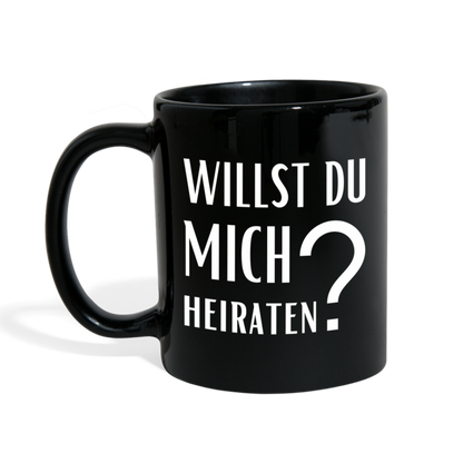 Tasse "Willst du mich heiraten?" (Fragezeichen) - Schwarz