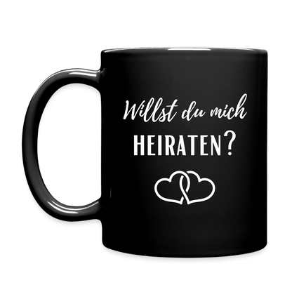 Tasse "Willst du mich heiraten?" (2 Herzen) - Schwarz