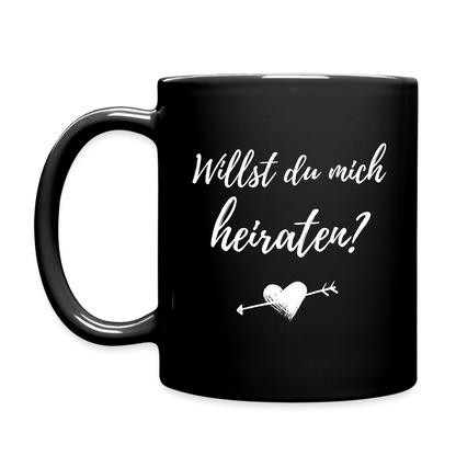 Tasse "Willst du mich heiraten?" (Herz mit Pfeil) - Schwarz