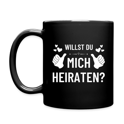 Tasse "Willst du mich heiraten?" (Daumen) - Schwarz