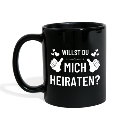 Tasse "Willst du mich heiraten?" (Daumen) - Schwarz