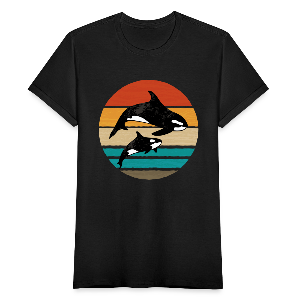 Frauen T-Shirt "Orca Familie" - Schwarz