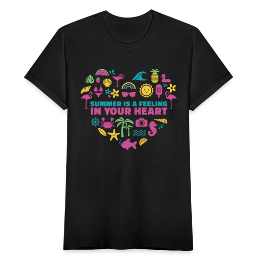 Frauen T-Shirt "Summer is a feeling in your heart" - Schwarz