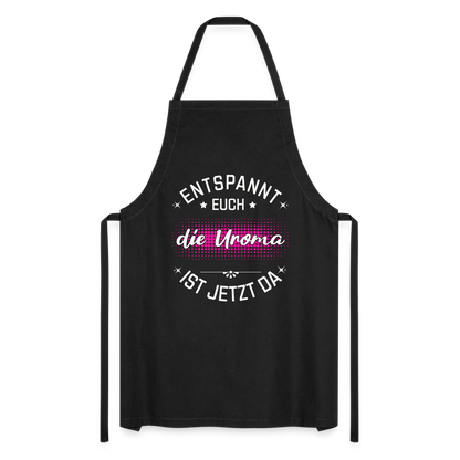 Kochschürze "Entspannt euch - Die Uroma ist da" - Schwarz