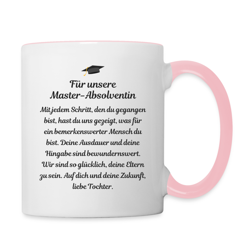 Tasse "Für unsere Master-Absolventin" - Weiß/Pink