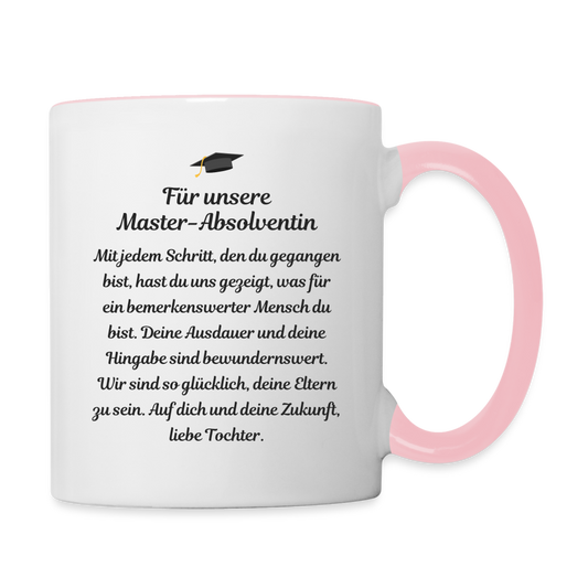 Tasse "Für unsere Master-Absolventin" - Weiß/Pink