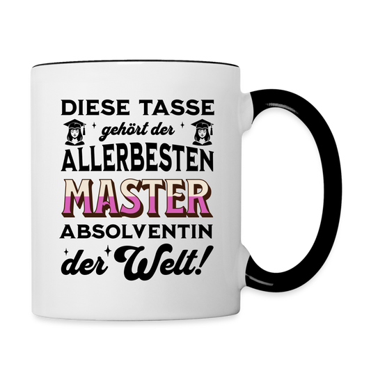 Tasse "Diese Tasse gehört der allerbesten Master-Absolventin der Welt" - Weiß/Schwarz