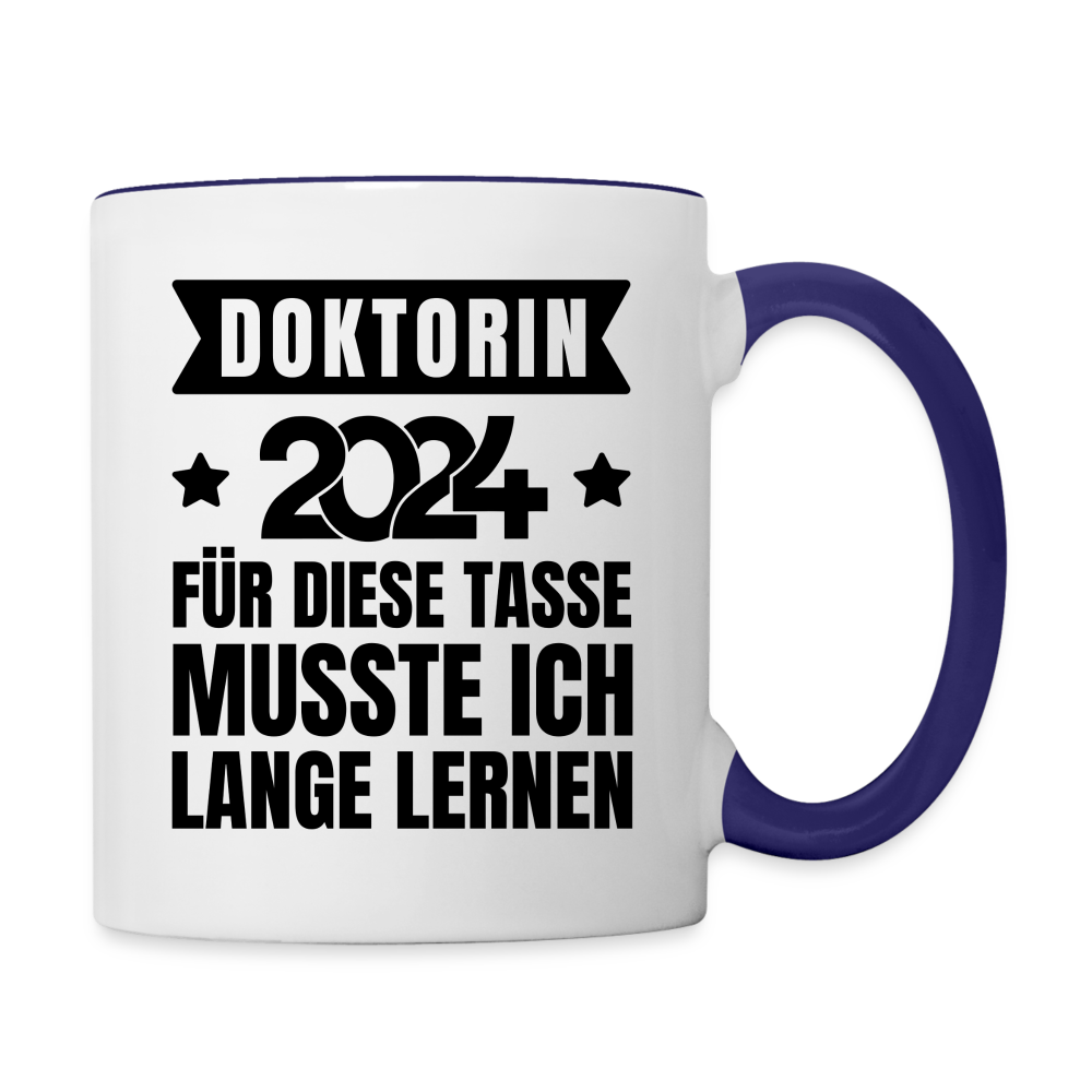 Tasse "Doktorin 2024 - Für diese Tasse musste ich lange lernen" - Weiß/Kobaltblau