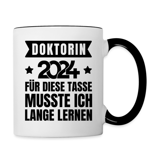 Tasse "Doktorin 2024 - Für diese Tasse musste ich lange lernen" - Weiß/Schwarz