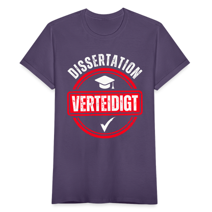 Frauen T-Shirt "Dissertation verteidigt" - Dunkellila