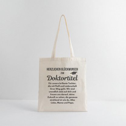 Stoffbeutel "Herzlichen Glückwunsch zum Doktortitel" (für die Tochter von den Eltern) - Natur