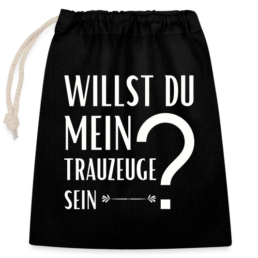 Verschließbarer Geschenkbeutel "Willst du mein Trauzeuge sein?" (Fragezeichen-Motiv) - Schwarz